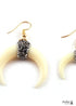 Boho Earrings, RH Dangle Earrings, White Horn Moon